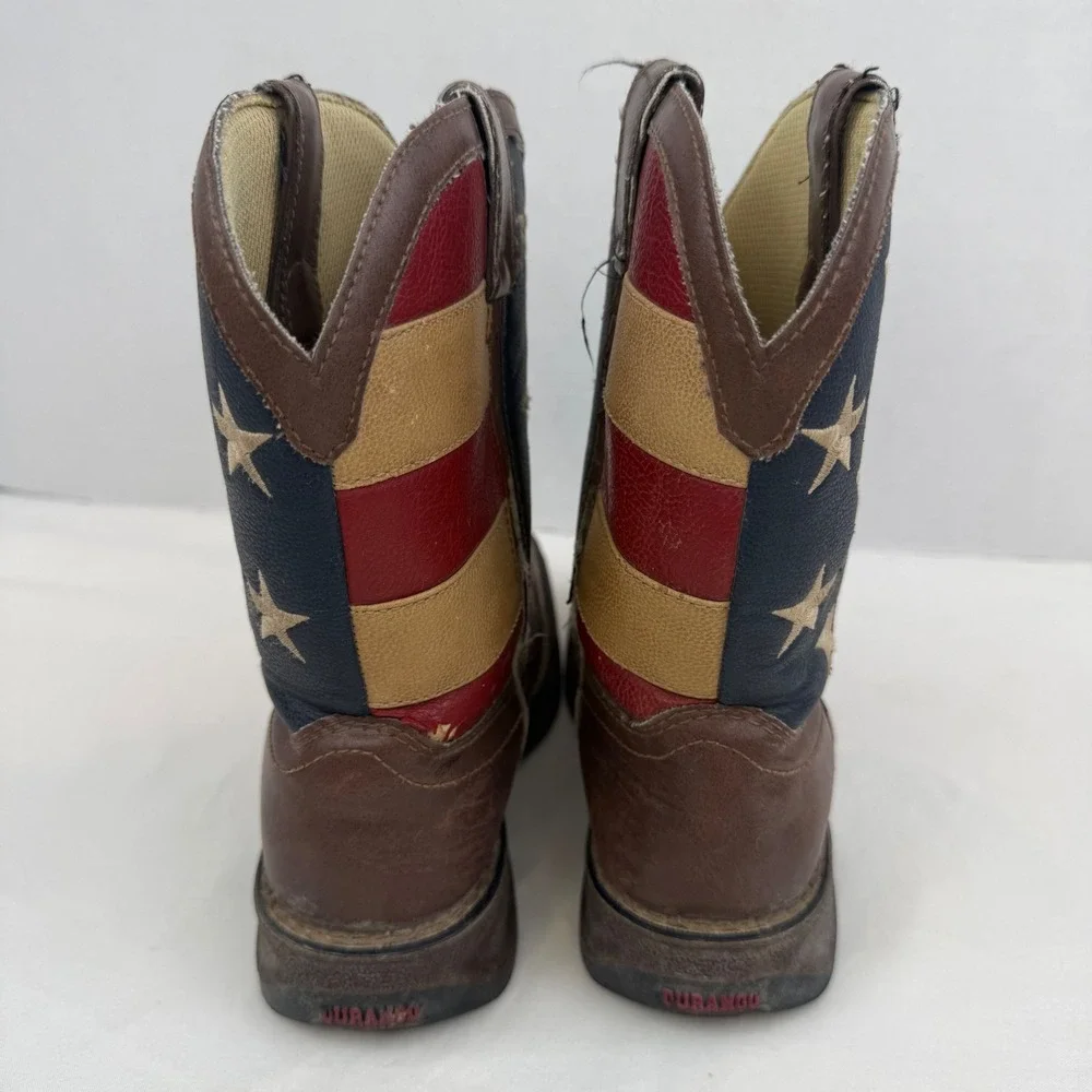 Durango Kids 8in American Flag Western Boots Brown Square Toe BT245 Size 1M